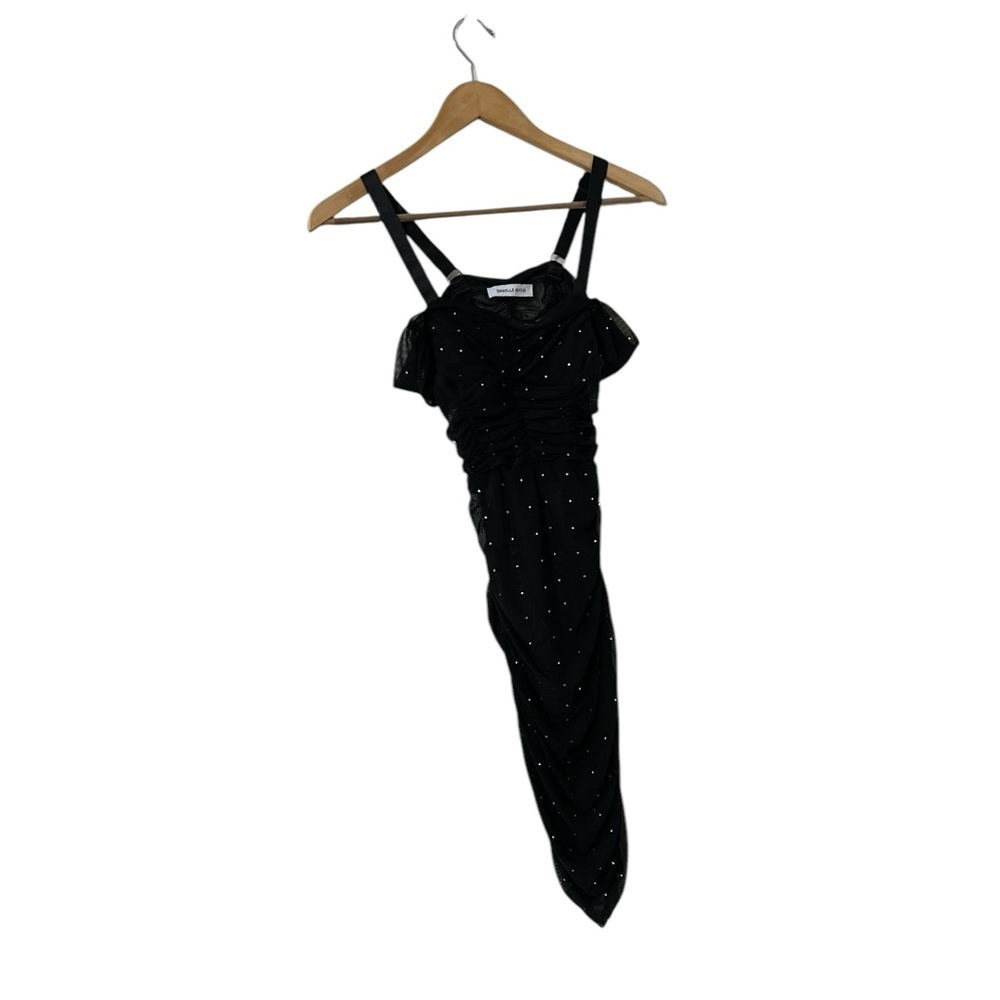 DANIELLE GUIZIO Lynx Rhinestone Crystal Mesh Ruched Mini Dress - Picture 5 of 8